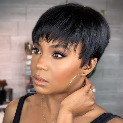 Short Pixie Cut Human Hair Wig with Bang