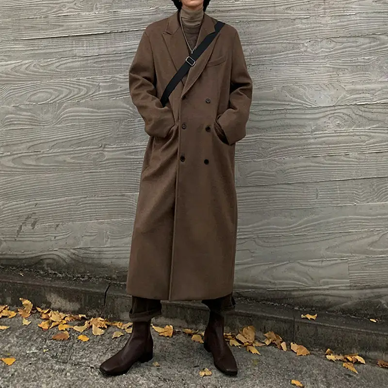 Men's Long Thick And Loose Woolen Coat