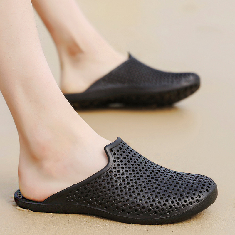Slippers Summer Big Size Baotou Breathable One-word Beach Shoes