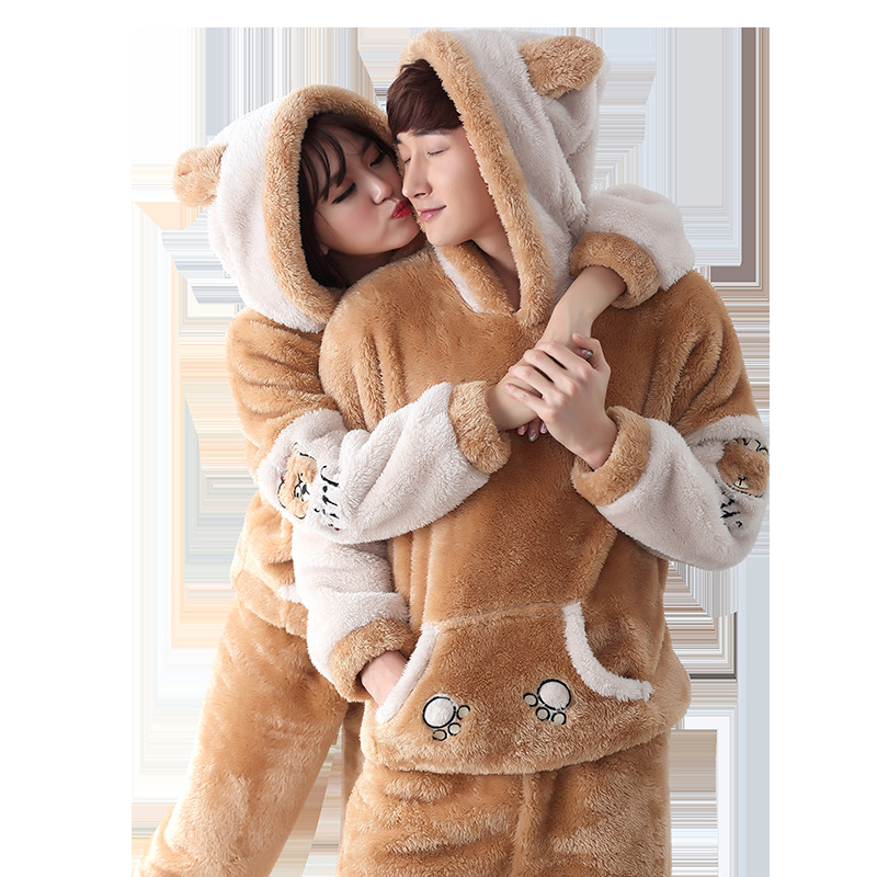 Title 6, Two Pajamas Female Couple Coral Fleece Plus Vel...