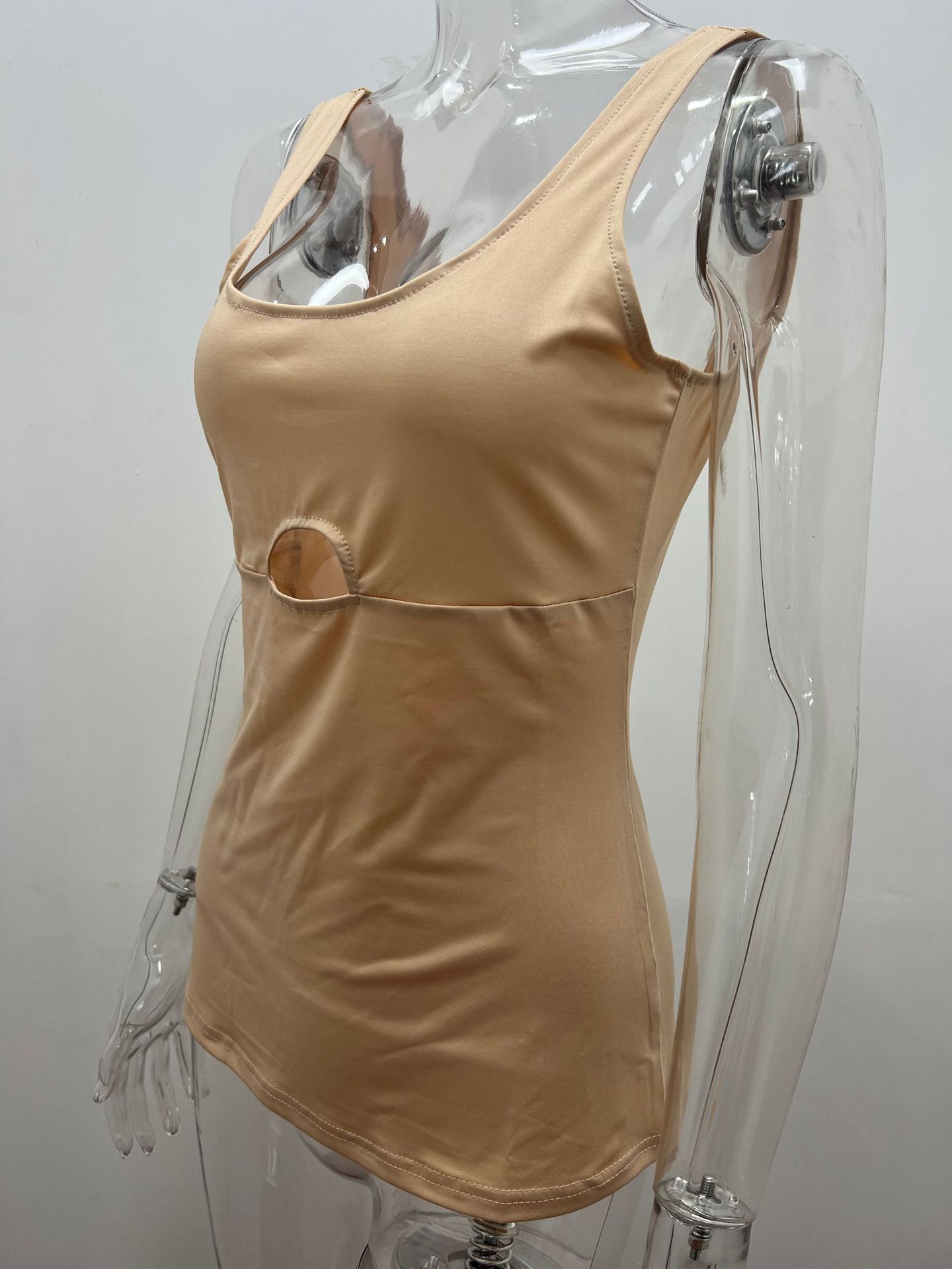 European And American Solid Color Women's Sleeveless Hollow Vest