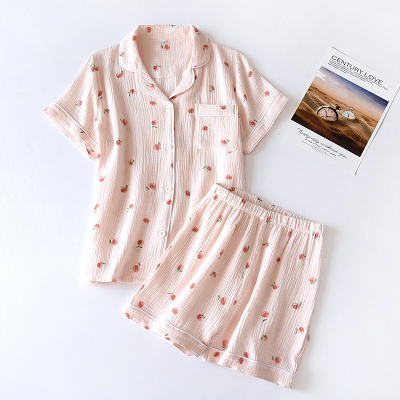 Title 4, Pure Cotton Gauze Pajamas Ladies Short-sleeved ...