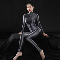 Silky Bodybuilding Pants, Oily Gloss, High Elasticity And Thinness - Navy Grey - View 1