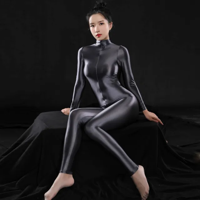 Silky Bodybuilding Pants, Oily Gloss, High Elasticity And Thinness Navy Gray - Shop at LoveMi
