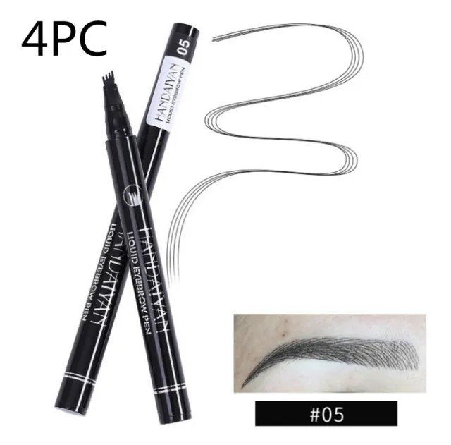 Microblading Eyebrow Pencil Waterproof Fork Tip Tattoo Pen Tinted Fine Sketch Eye Brow Pencils Long Lasting Eyebrows 05Black 4Pc - Shop at LoveMi