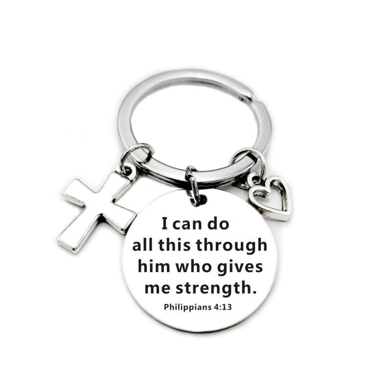 … Scripture Pendant Cross Heart Charms Keychain