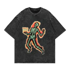 American Casual Hip Hop Dark Skull T-Shirt Short Sleeve - 5010Style-L - View 1