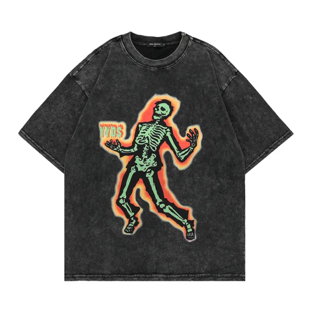 American Casual Hip Hop Dark Skull T Shirt Short Sleeve 5010Style L - Shop at LoveMi
