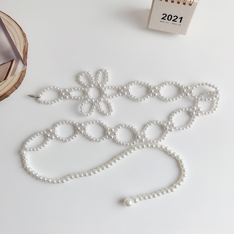 Women's One Flower Decorative Strap Pearl Waist Chain