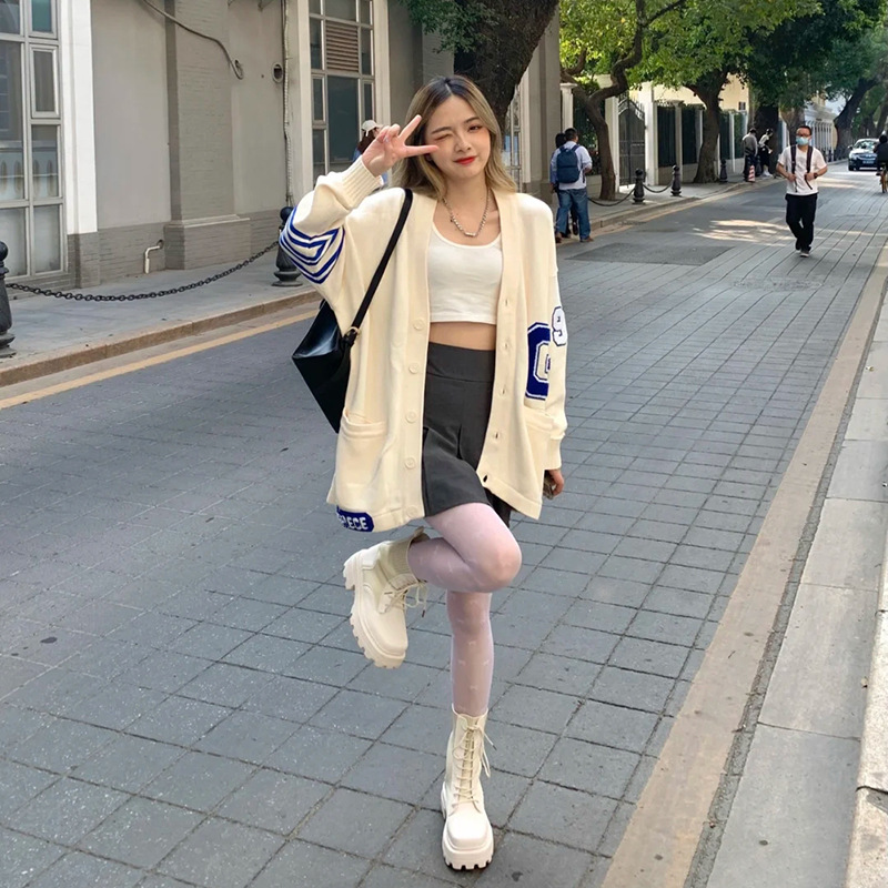 New Loose White Cardigan Female Korean Version