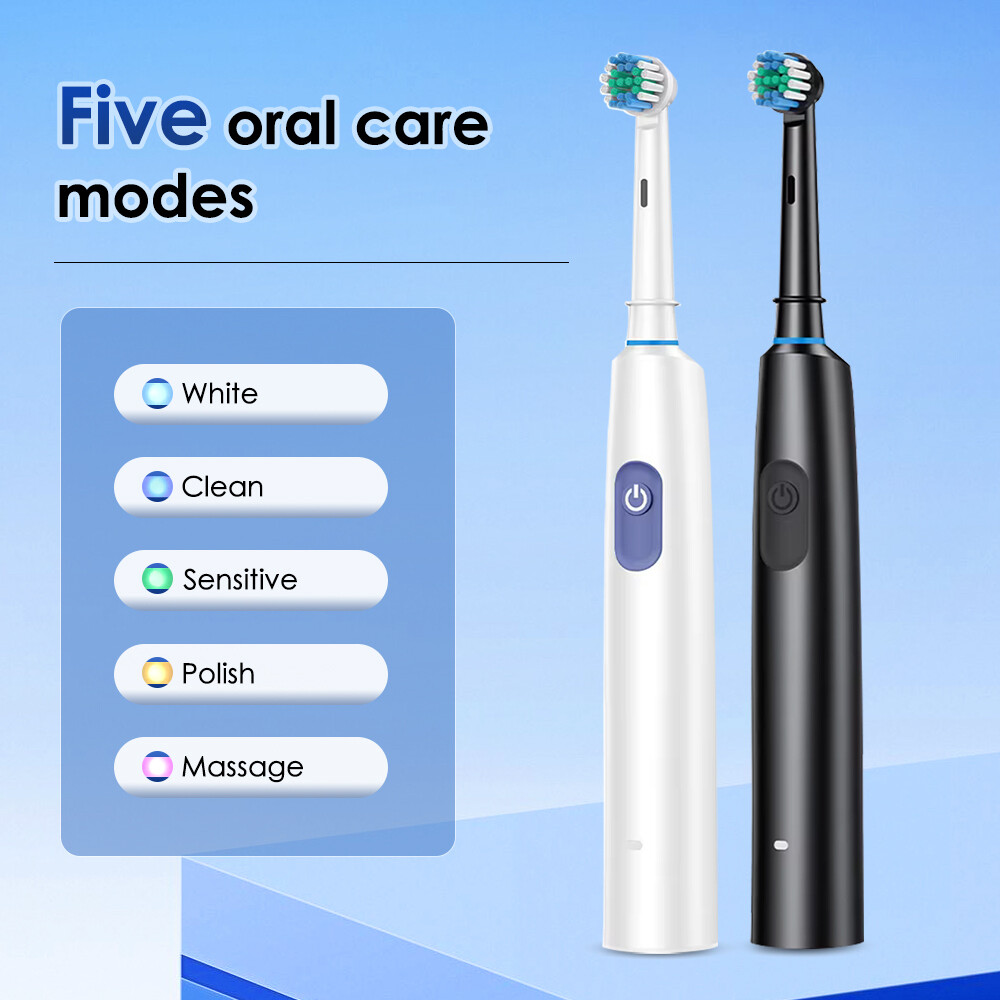 Rotating Electric Toothbrush, Smart Timer 4 Brush Heads 5 Modes USB Rechargeable — image 10