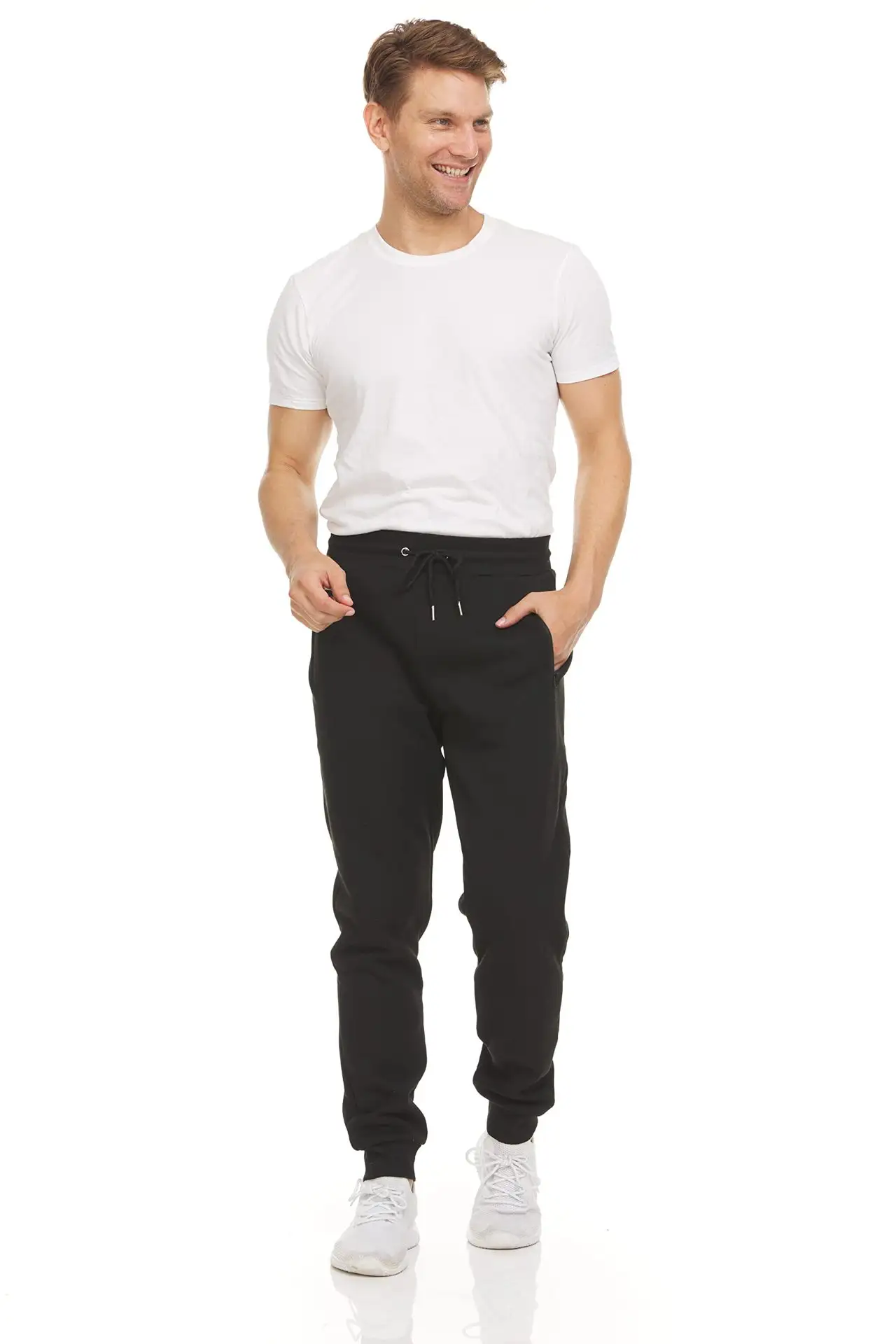 Men's Slim-fit Athletic Leggings, Casual Fleece Sweatpants With Zippered Ankle Cuffs, Solid-colored Skinny Running Pants