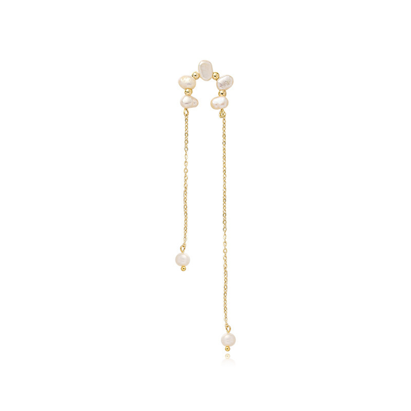 Title 2, Natural Shaped Long Tassel Pearl Ear Bone Clip