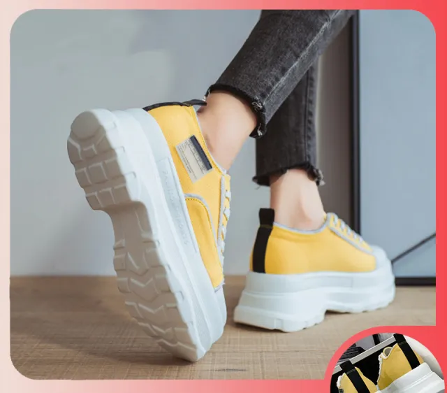 Sports And Leisure Platform Shoes Increase The Trend Of Women's Shoes Yellow - Shop at LoveMi