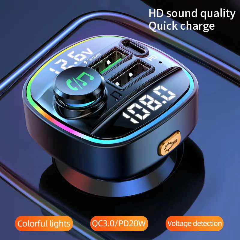 Bluetooth 5.0 FM Transmitter Handsfree Car Radio Modulator MP3