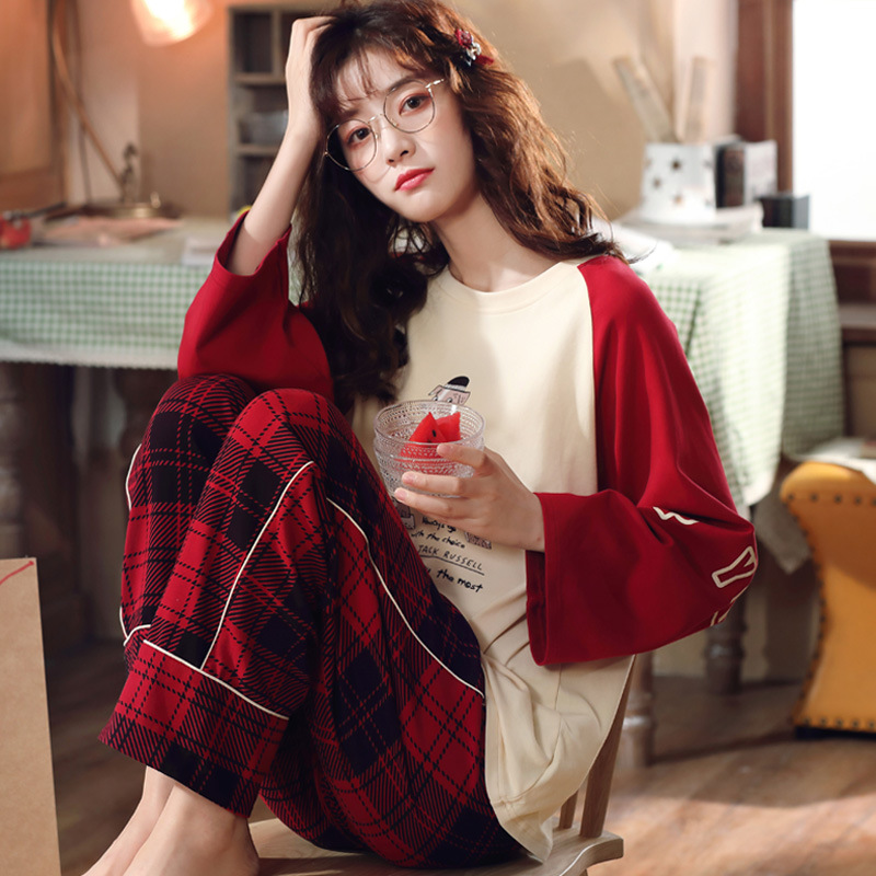 Title 14, Pajamas ladies cotton long-sleeved autumn and w...