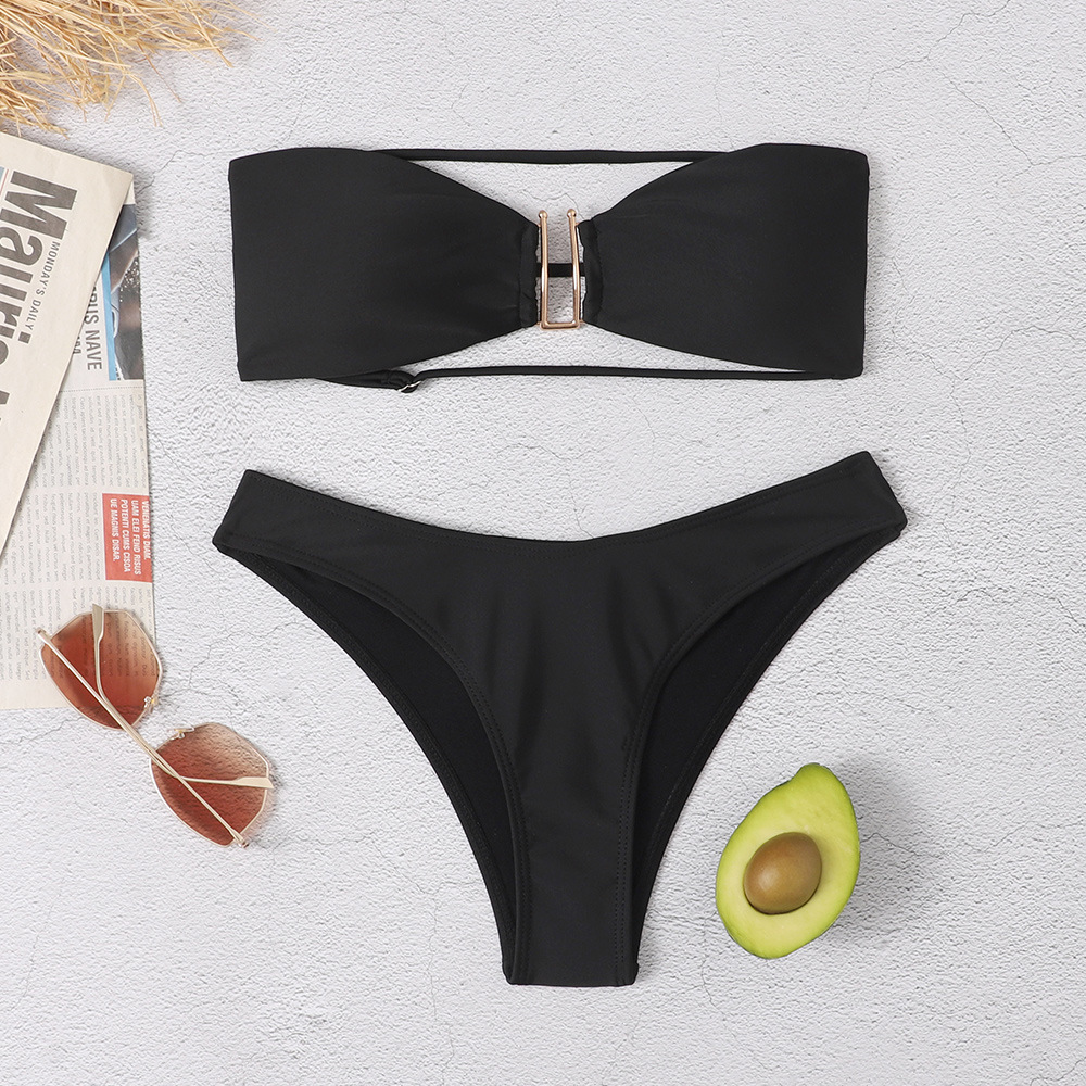 U-shaped Decorative Split Backless Strapless Women's Bikini Swimsuit - Image 6