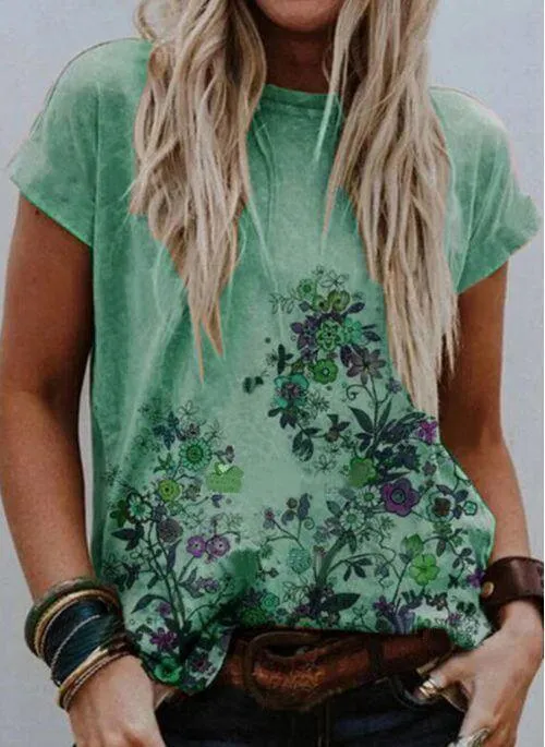 Short Sleeve Pullover Versatile Temperament Commuting Green - Shop at LoveMi