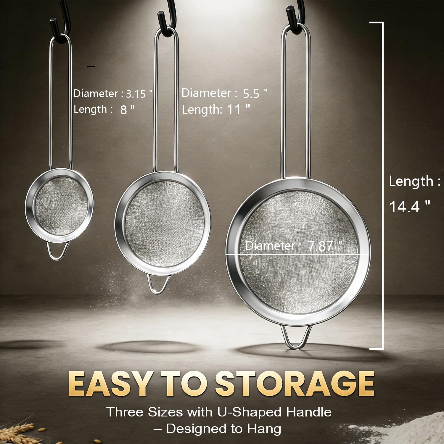Fine Mesh Strainer, Stainless Steel Colander Sieve With Sturdy Handle For Sifting Flour, Dry Ingredients, Pasta, Rice And Tea 5