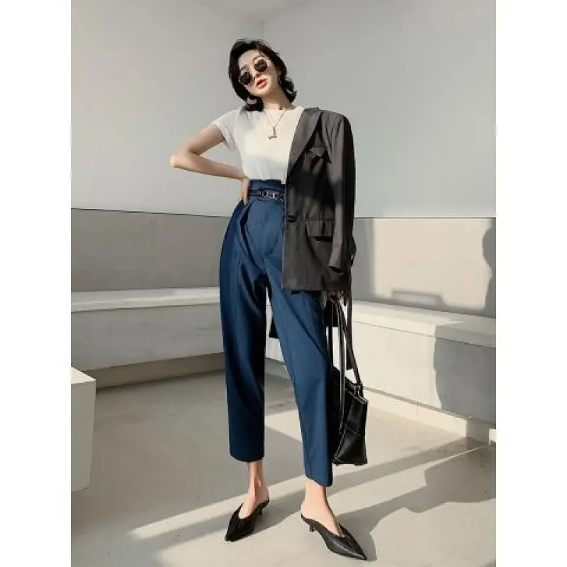 Summer Thin Waist Thinner Korean Suit Nine-point Carrot Pants