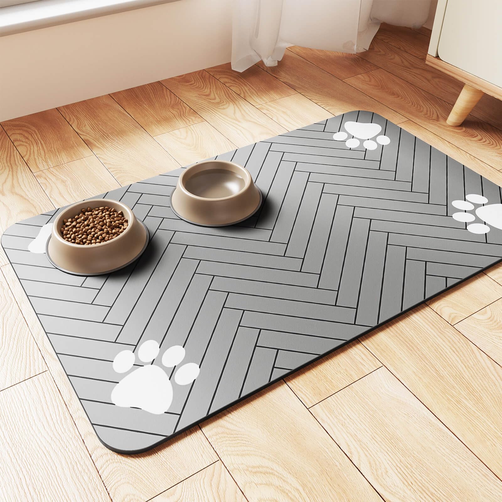 Pet Feeding Mat-Absorbent Pet Placemat For Food And Water Bowl, With Waterproof Rubber Backing, Quick Dry Water Dispenser Mat For Dog And Cat — foto 3