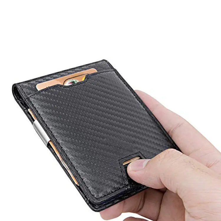 Men's Card Holder Fiber Leather Money Clip