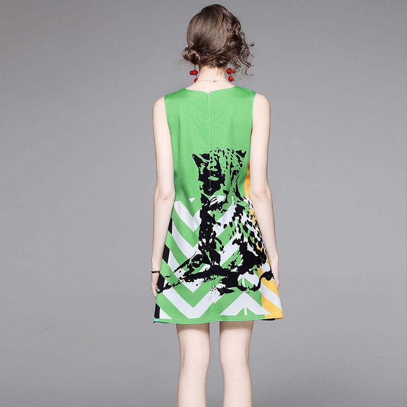 Women's Waist Slimming Animal Positioning Print Vest Skirt