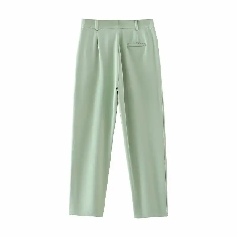 Women Fashion Green High Waist Casual Pants