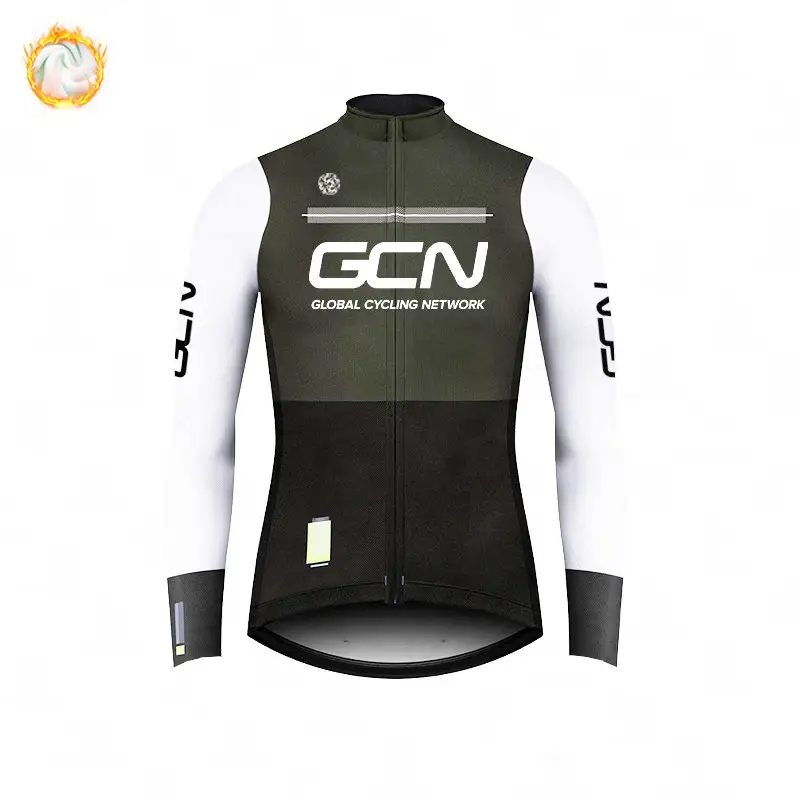 GCN Fleece Long Sleeve Cycling Jersey Cycling Jersey Running Winter New Series