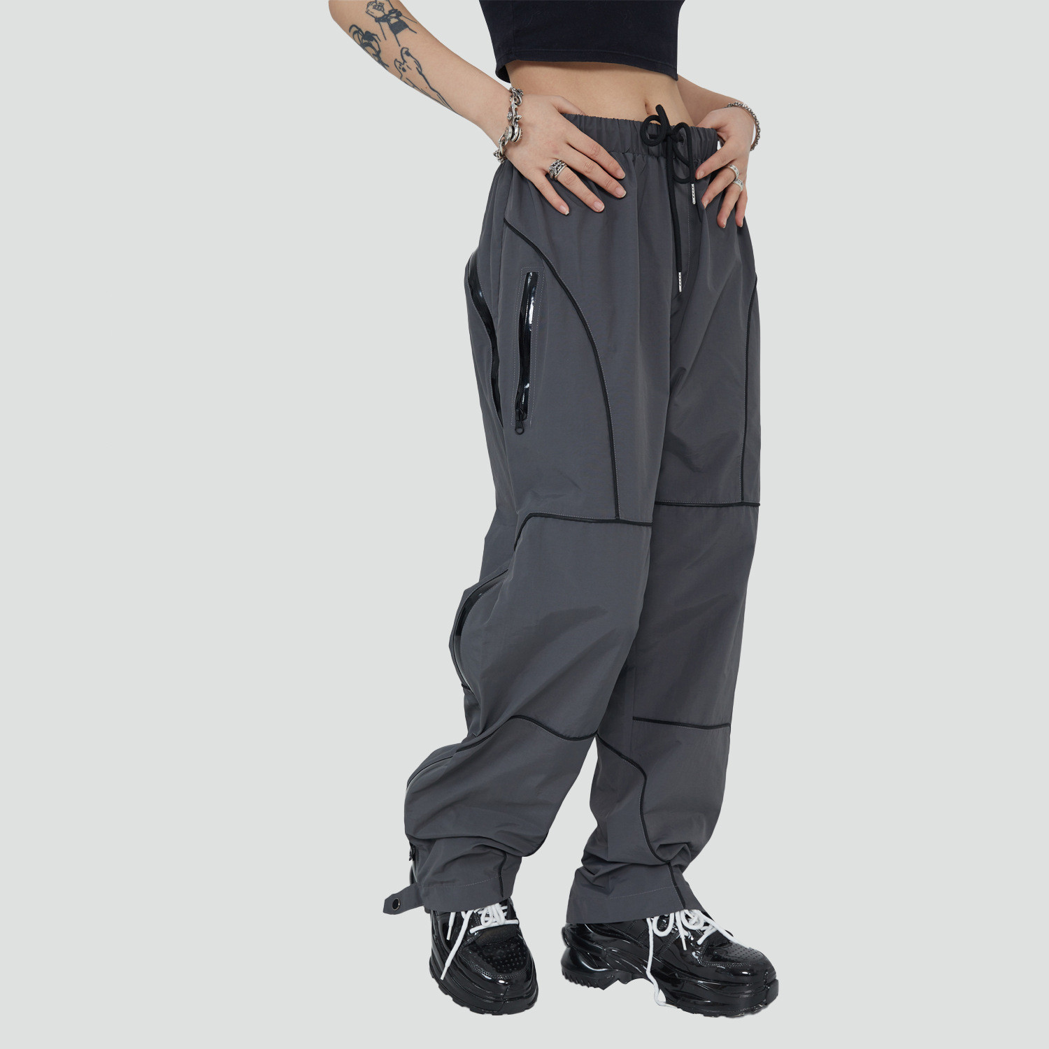 Trousers Full  Zipper Loose Casual Pants For Men And Women