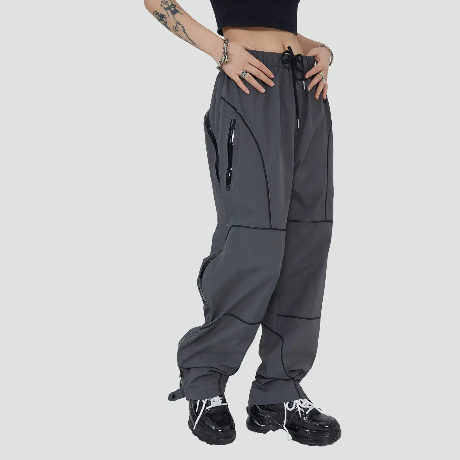 Trousers Full  Zipper Loose Casual Pants For Men And Women