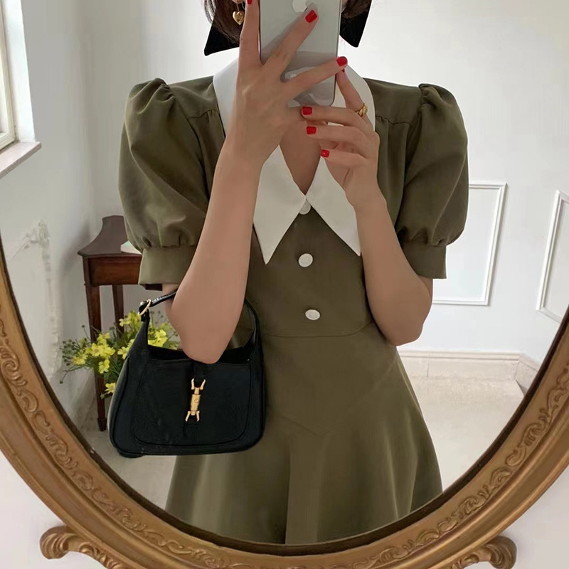 Contrast Lapel A-Line Dress, picture 2 of 5