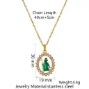 Stainless Steel Inlaid Rhinestone Epoxy Religious Series Pendant Necklace view 5