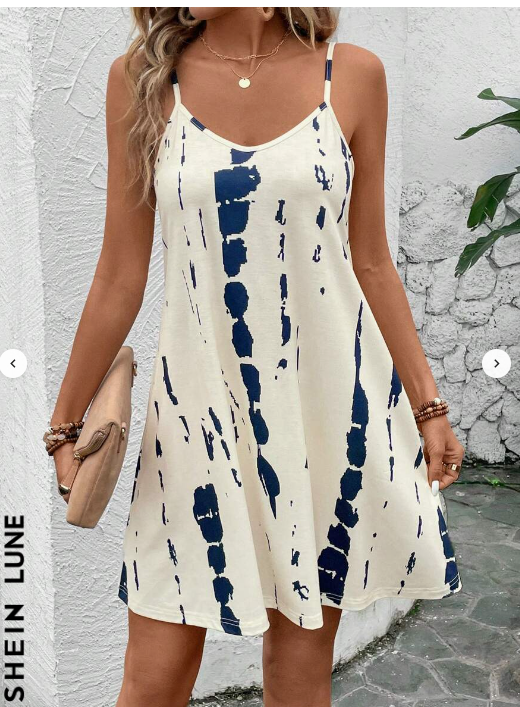 SHEIN LUNE Summer Casual Tie Dye Spaghetti Strap Dress For Holiday