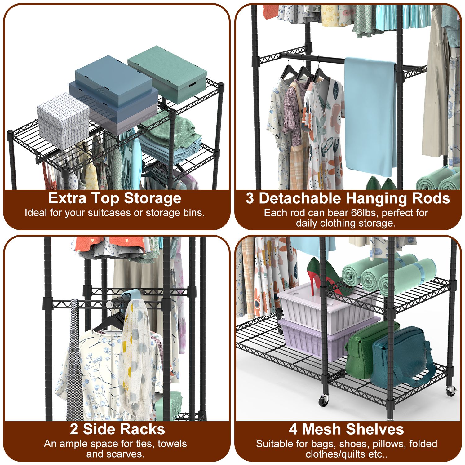 4 Tier Rolling Garment Rack, picture 4 of 4
