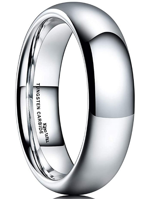 6mm Wide Full-glossy Natural Color Tungsten Steel Jewelry