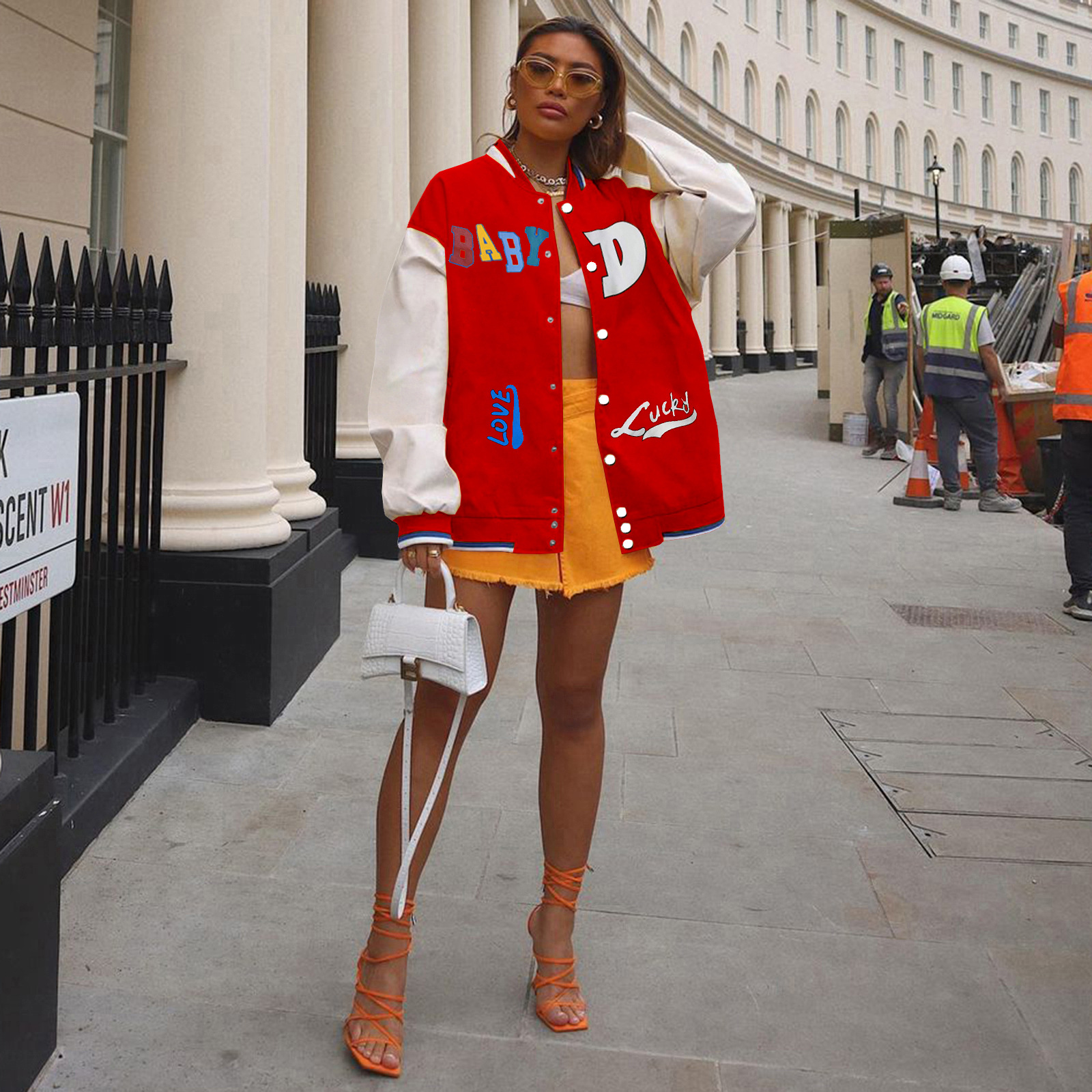 European And American Women's Fashion Casual Printed Baseball Uniform Red - Shop at LoveMi