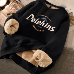 Fashion Thickened Printed Sweater For Women - Black Chief Whale - View 1
