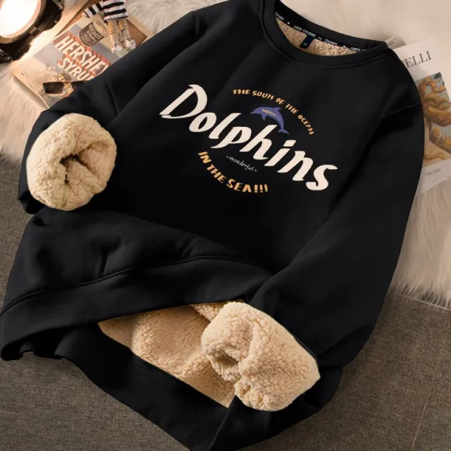 Fashion Thickened Printed Sweater For Women Black Chief Whale - Shop at LoveMi