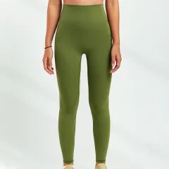 Women's High Waist Eco-Friendly Recycled Yoga Fitness Pants - Grass Green - View 1