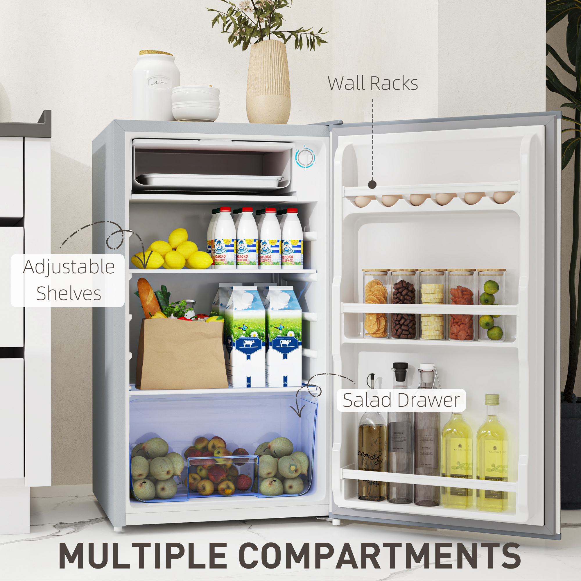 91 Liter Independent Under Table Refrigerator With Lock -grey — image 4