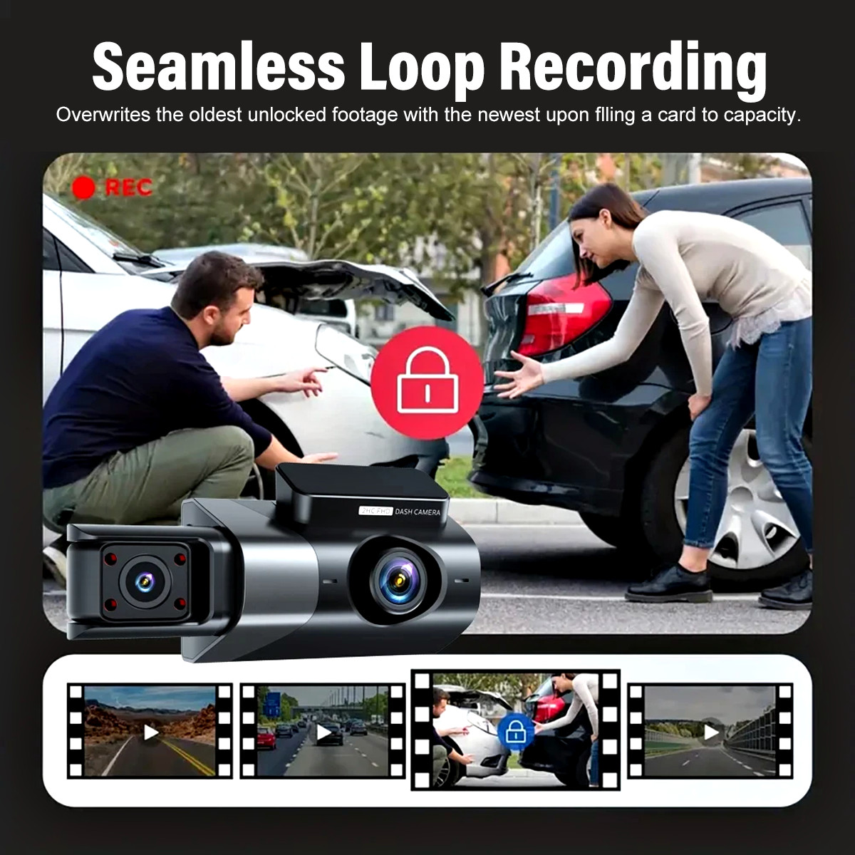 1296P HD Wifi Dash Cam Pro Car Camera Recorder 3-Lens Front Rear Night Vision UK