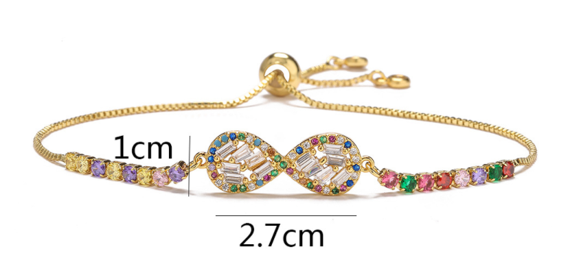 Title 1, Gold Zircon Fatima Hand Geometric Charm Bracelet