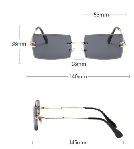 Title 1, Fashion Frameless Trimmed Square Gradient Sungl...