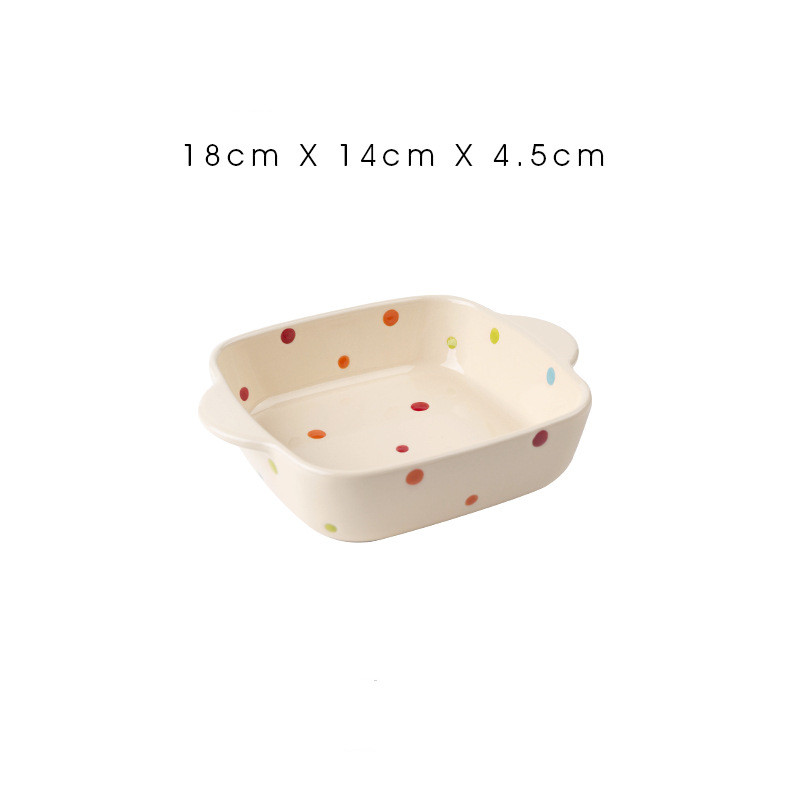 Title 6, Ceramic Dot Cheese Baked Rice Plate Household M...