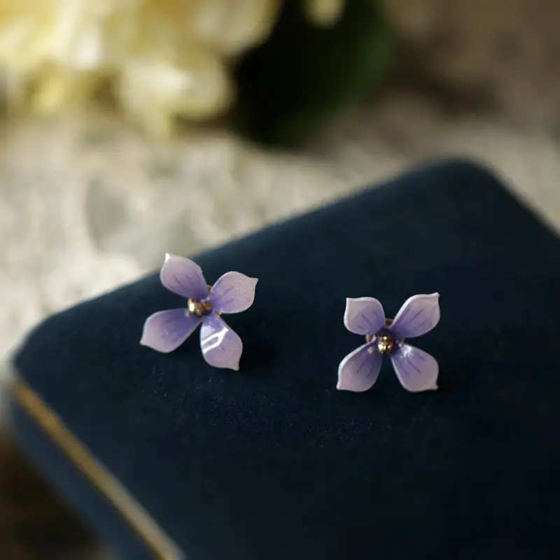 Purple Sun Flower Shape Exaggerated Personality Earrings