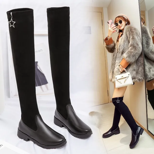 Ladies Fashion Casual Platform Heel Boots Black - Shop at LoveMi