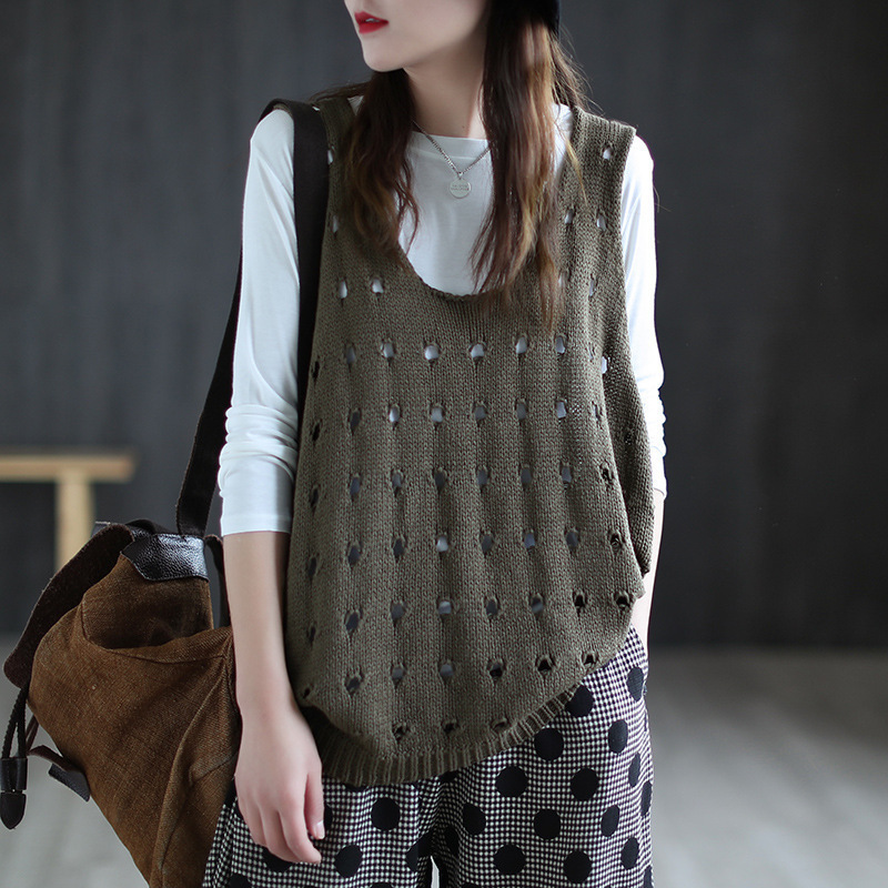 Title 4, New Knitted Retro Hollow Vest Women