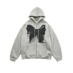 Street Fashion Brand Loose Hoodie Zipper Jacket - Grey - View 1