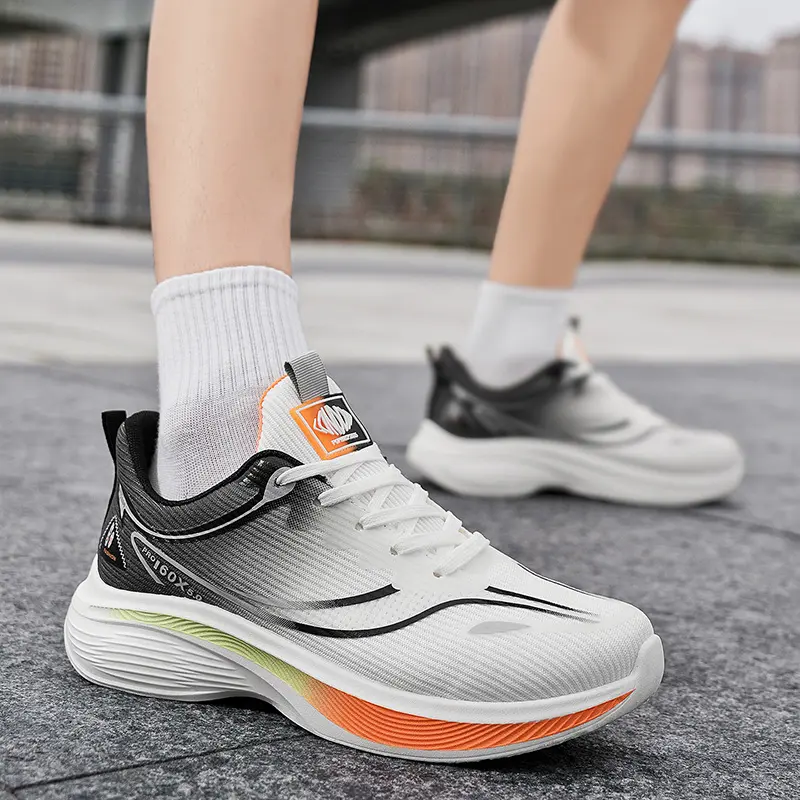 Summer Men Fly Knit Mesh Dad Sneakers, Breathable Non-Slip Soft Sole Casual Running Shoes